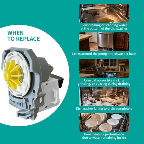 استبدال مضخة تصريف غسالة الأطباق W10876537 - متوافق مع Whirlpool، Kenmore، Maytag، KitchenAid، Amana، Jenn-Air - يستبدل W10724439، W10876537VP، AP6004843، WPW10348269 - مكافئ OEM in Kuwait