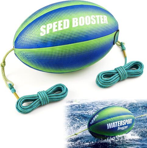 Soulchen Booster Ball - Towable Tube Ball for Rope Lift to Reduce Water Spray, 60 ft with 4000 Lbs Break Strength, for Boating, Water-Skiing, and More Water Sports, Green and Blue in Kuwait