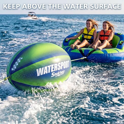 Soulchen Booster Ball - Towable Tube Ball for Rope Lift to Reduce Water Spray, 60 ft with 4000 Lbs Break Strength, for Boating, Water-Skiing, and More Water Sports, Green and Blue in Kuwait
