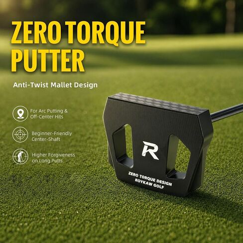 مضرب الجولف Roykaw Zero Torque، وضع مستقيم باليد اليمنى مقاس 35 بوصة، مضرب جولف بعمود مركزي مطرقة، تسامح عالي وانحراف منخفض in Kuwait