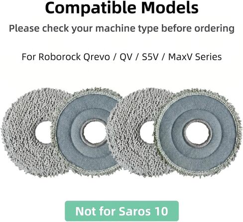 4 قطع من وسادات الممسحة لـ Roborock Q Revo، Qrevo S، Pro، Plus، Master، Slim، Curv، Edge، QV 35A & QV 35S، Saros 10R Robot Vacuum Cleaner، ملحقات استبدال وسادة التنظيف المصنوعة من الألياف الدقيقة القابلة للغسل (4) in Kuwait
