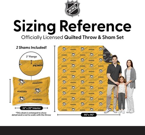 بطانية مبطنة من Northwest NHL مع وسادتين، سرير ناعم ومريح، لجميع المواسم، 90 × 90 بوصة in Kuwait