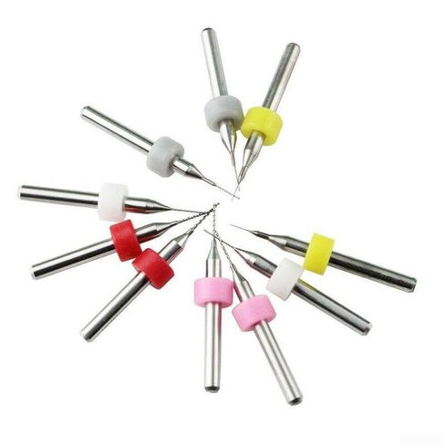 Carbide Drill Bit Set for PCB and CNC, 10 Pieces 0.1-1.2mm Cutting Diameter, 1/8 Inch Shank for Precision Metal and Plastic Work(0.3-1.2mm) in Kuwait