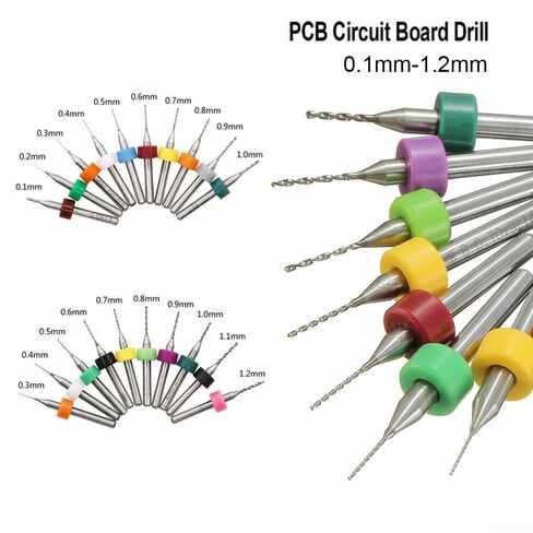 Carbide Drill Bit Set for PCB and CNC, 10 Pieces 0.1-1.2mm Cutting Diameter, 1/8 Inch Shank for Precision Metal and Plastic Work(0.3-1.2mm) in Kuwait