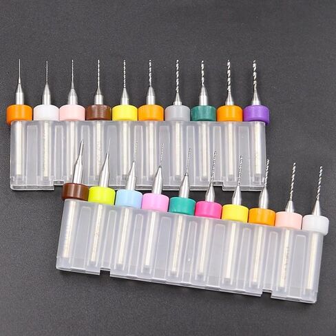 Carbide Drill Bit Set for PCB and CNC, 10 Pieces 0.1-1.2mm Cutting Diameter, 1/8 Inch Shank for Precision Metal and Plastic Work(0.3-1.2mm) in Kuwait