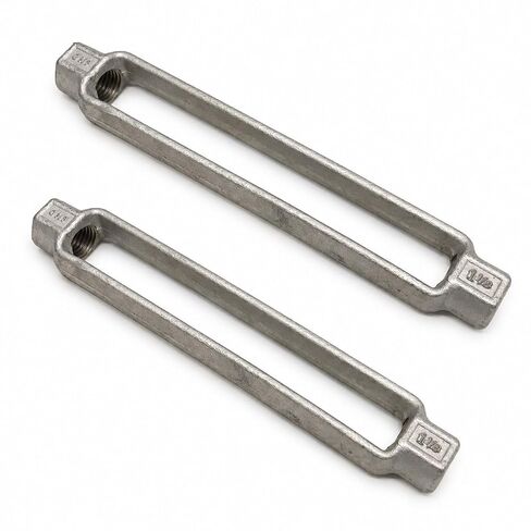 1-1/8" x 15" Turnbuckle Body, Hot-Dip Galvanized Carbon Steel, 10,000 LB Working Load, Open Frame, 2 Pack in Kuwait