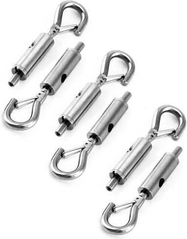 QWORK Steel Wire Rope Hanger, 6 Pack Portable Hook & Eye Turnbuckle Tension for 1/16-3/32 Stainless Steel Cable Guide Wire Rope in Kuwait