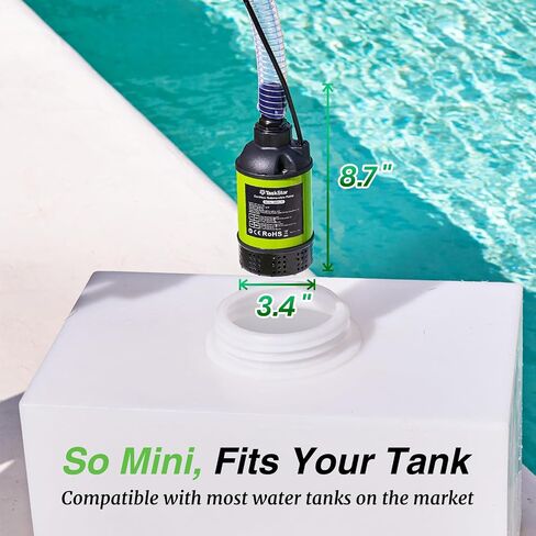 TaskStar Cordless Submersible Water Pump Brushless, Small Battery Powered Sump Pump with 2x4000mAh Battery & Hose for Swimming Pool Tank Garden Pond Basement Camping Boat Rain Barrels Outdoor Draining in Kuwait