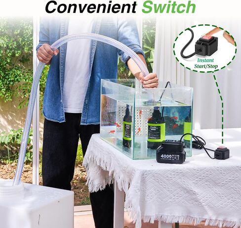 TaskStar Cordless Submersible Water Pump Brushless, Small Battery Powered Sump Pump with 2x4000mAh Battery & Hose for Swimming Pool Tank Garden Pond Basement Camping Boat Rain Barrels Outdoor Draining in Kuwait