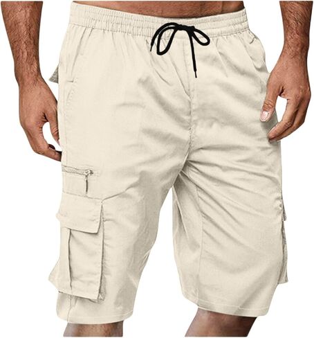 Mens Cargo Shorts Quick Dry Elastic Waist Drawstring Casual Work Summer Hiking Outdoor Shorts Big and Tall with Pockets in Kuwait