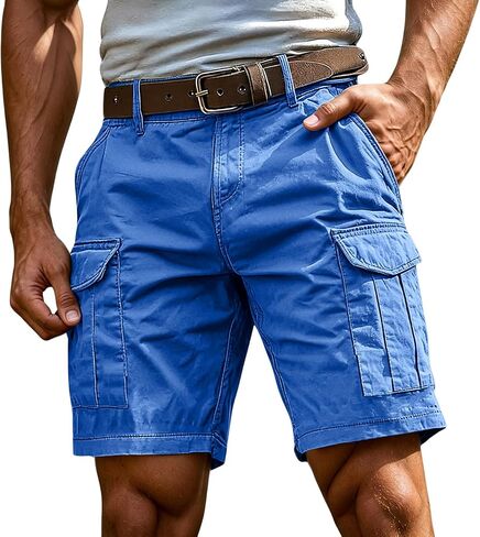 Men's Lightweight Cargo Shorts 5 Inch Breathable Casual Summer Shorts with Multi Pockets Hiking Travel Work Shorts in Kuwait