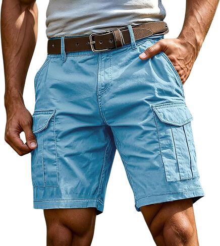 Men's Lightweight Cargo Shorts 5 Inch Breathable Casual Summer Shorts with Multi Pockets Hiking Travel Work Shorts in Saudi Arabia