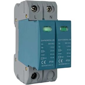 50KA AC SPD,T1+T2 Class, 2P Surge Protector,AC 275V 230V 220V Din Rail House ，Remote Signal Optional in Saudi Arabia