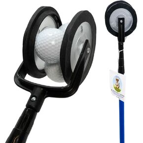 Golf Ball Retriever | Telescopic 12ft Golf Ball Recovery Tool | Rolling Marine-Grade Rubber Wheel Grip | Multi-Ball Pickup | Water, Mud & Sand| Durable Golf Accessory | Easier/Faster to use than Traditional Retrievers in Kuwait