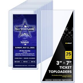 3.15 x 7.13 in Ticket Toploaders 25 Pack, 35PT Rigid PVC Ticket Stub Holder, Clear Blue Tint Ticket Protectors for Concert Tickets, Sports Games, NFL, MLB, Movie Ticket Stubs in Kuwait