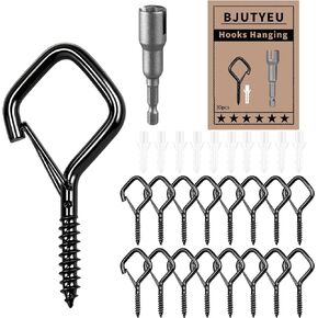 2.36IN Screw Hooks for Hanging Plants, Outdoor String Lights, Bird Feeders, Lanterns – Heavy-Duty Ceiling Hooks with Safety Buckle, Rustproof Metal for Indoor & Outdoor Use (Black, 30 Pcs) in Kuwait