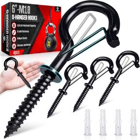 [شديد التحمل] 6 قطع من خطافات Q-Hanger بوزن 250 رطلًا M10 مع مشبك غسيل وآمن، خطافات لولبية مقاومة للرياح شديدة التحمل مقاس 6 بوصات لتعليق النباتات واليوجا والأضواء والاستخدامات الداخلية والخارجية - أنابيب توسيع، مفك براغي in Kuwait