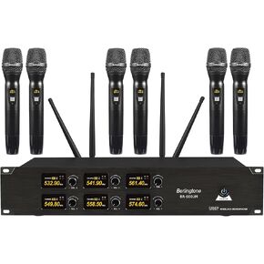 نظام ميكروفون لاسلكي احترافي ذو 6 قنوات UHF، ميكروفونات ديناميكية محمولة معدنية لاسلكية، مثالية للكاريوكي، والكنيسة، والغناء، والدي جي، نطاق 262 قدم (BR-660UM) in Kuwait