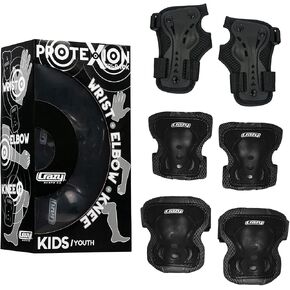 مجموعة معدات الحماية من Crazy Skates Protexion للأطفال - تتضمن وسادات للركبة والكوع والمعصم in Kuwait