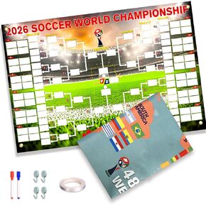 ملصق جدول كأس العالم 2026 من Kithouse، مخطط جداري لكرة القدم مزدوج الجوانب 2 في 1 مع خريطة العالم لـ 48 فريقًا، 33 × 23 بوصة، ديكور تتبع المباراة وهدية لمحبي كرة القدم in Kuwait