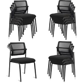 كرسي المكتب المكتبي Clatina كرسي المكتب المريح No Wheels Mesh Mid-Back Sled Base Computer Rachrest Chairs anti slip lumbar support wheeless for home wait rease conference conference-black in Kuwait