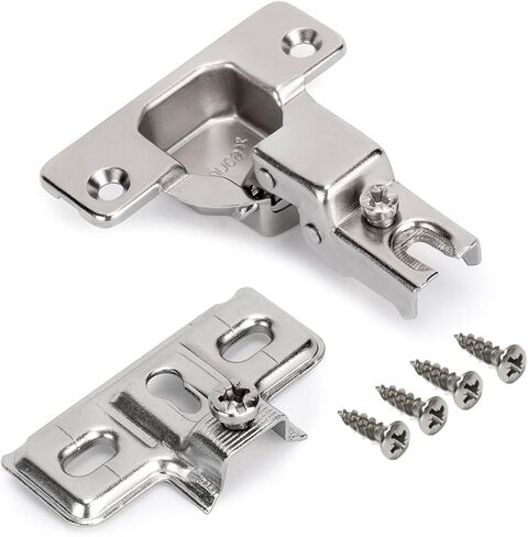 Emuca - Kit Full Overlay Hinge X50 with Screw-on Plate, Nickel Plated, Steel, 2 ut in Kuwait