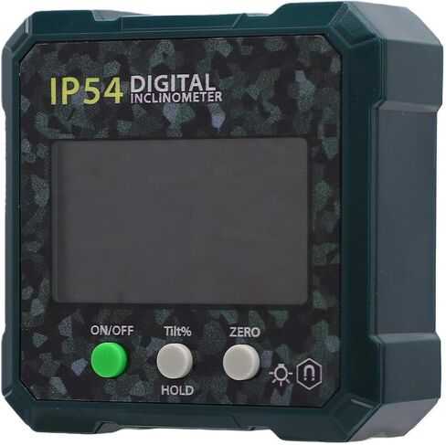 Digital Inclinometer with Backlit LCD and Magnetic Base, 4x90 Degree Measuring Range, IP54 Water, Data Hold Function for Precision Measurement in Saudi Arabia
