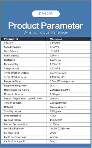 DYN-206 مستشعر عزم الدوران الديناميكي عزم الدوران عزم الدوران لحظة سلالة نوع صغير الحجم (0-3N.M) in Kuwait