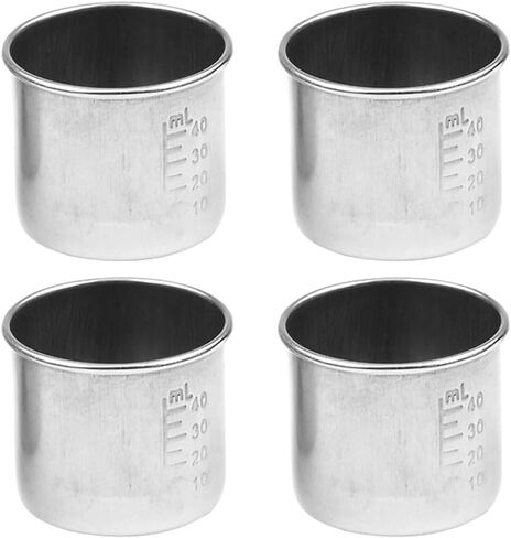 SEWACC 4pcs Stainless Steel Measuring Cups 40ml Multi-function Graduated Medicine Cups Portable Reusable for Household Liquid Medication in Kuwait