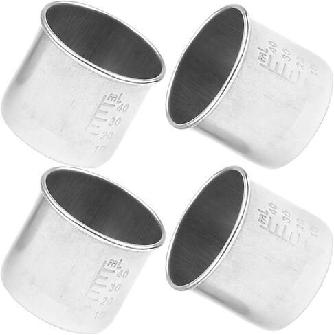 SEWACC 4pcs Stainless Steel Measuring Cups 40ml Multi-function Graduated Medicine Cups Portable Reusable for Household Liquid Medication in Kuwait