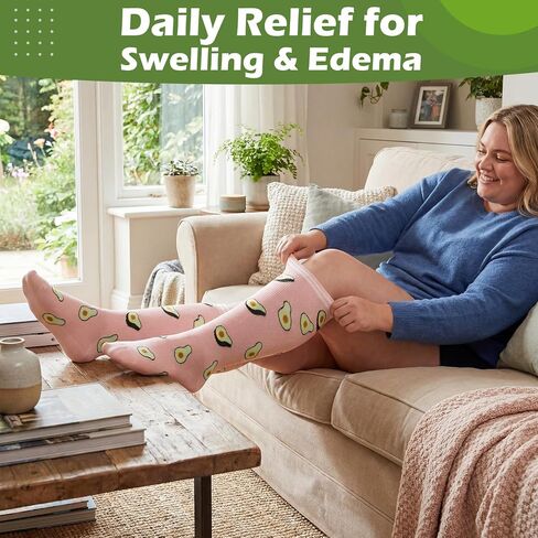 ACOCO 4 Pairs Plus Size Compression Socks for Women, Extra Wide Calf Knee High Compression Socks 15-20 mmHg, Bamboo Support for Nurses, Pregnancy, Travel, Running in Kuwait