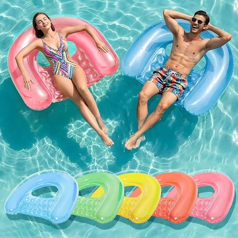 4 Pack Pool Floats Adult, PuppyuWill Minimalist Design Pool Chair Float, 46"X36" Mood-Boosting Colors, Drifter, Chair, Hammock 3-in-1 Inflatable Pool Toys for Pool Party, Lake, River, Sea, Outdoor in Kuwait