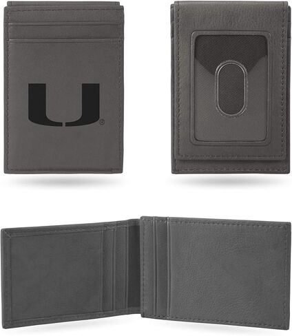 Rico Industries NCAA Miami Hurricanes Gray Laser Engraved Front Pocket Wallet Laser Engraved Front Pocket Wallet - Compact/Comfortable/Slim in Kuwait