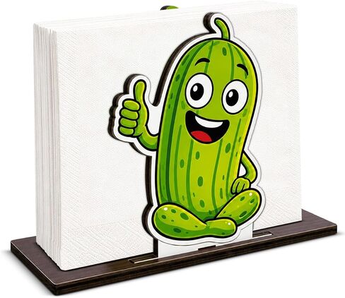 Funny Pickle Wooden Napkin Holder for Table Cute Cartoon Pickle Wood Napkin Dispenser for Home Kitchen Dining Room Decor Napkins Tissue Holder in Saudi Arabia