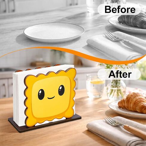 لطيف رافيولي حامل منديل خشبي للطاولة، الكرتون رافيولي غي الخشب منديل موزع للمنزل مطبخ غرفة الطعام ديكور المناديل حامل الأنسجة in Kuwait