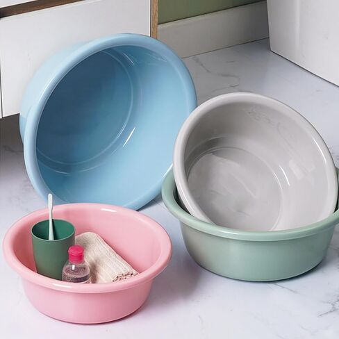 12 Inch Round Plastic Wash Basin, Washing Basin Thickened Large Capacity for Home Dormitory Bathroom, Lightweight Durable Easy Clean in Kuwait