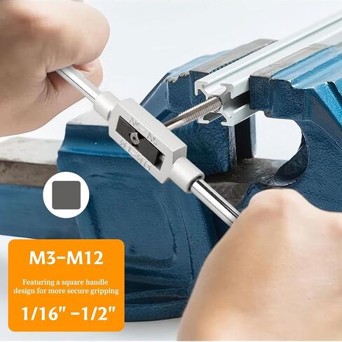 مجموعة صنابير ماكينة خيط مترية 8 قطع، صنابير توصيل لولبية يدوية Bestgle M3 M4 M5 M6 M8 M10 M12 مع مفتاح صنبور قابل للتعديل 1/16-1/2 بوصة in Kuwait