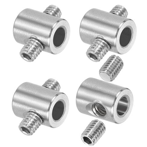 uxcell 4Pcs Wire Rope Clips, 4mm ID 8mm OD Double Holes Lock Cable Clamps, 304 Stainless Steel Secure Fasteners with M4 Screws for Cable Rigging, Silver in Kuwait