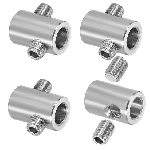 uxcell 4Pcs Wire Rope Clips, 4mm ID 8mm OD Double Holes Lock Cable Clamps, 304 Stainless Steel Secure Fasteners with M4 Screws for Cable Rigging, Silver in Kuwait