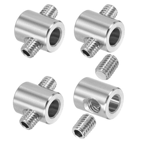 uxcell 4Pcs Wire Rope Clips, 4mm ID 8mm OD Double Holes Lock Cable Clamps, 304 Stainless Steel Secure Fasteners with M4 Screws for Cable Rigging, Silver in Kuwait