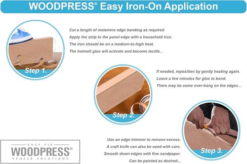 شريط حافة من الميلامين الأبيض اللؤلؤي مقاس 7/8 بوصة من WoodPress، شريط قشرة مُلصق مسبقًا - لفة 25 قدمًا - يمكن كيها لسهولة الاستخدام - سوف يغطي حافة لوحة MDF القياسية مقاس 8 × 4 بوصة in Kuwait