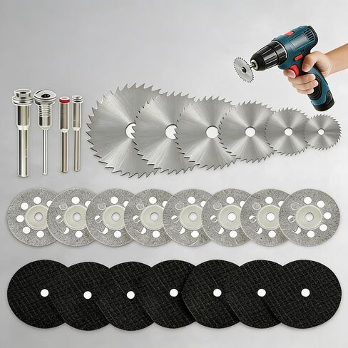 32pcs Mini HSS Circular Saw Blade Resin Cut-Off Woodworking Cutting Discs Diamond Metal Saw Blades for Rotary Tools in Kuwait