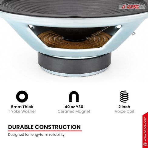 5 CORE 12 Inch Guitar Speaker 300W Replacement 8 Ohm Amplifier Driver Voice Coil 2 Inch Y30 Magnet 40 Oz Very Loud Touch Sensitive Ideal Guitar Cabinet Speakers in Kuwait