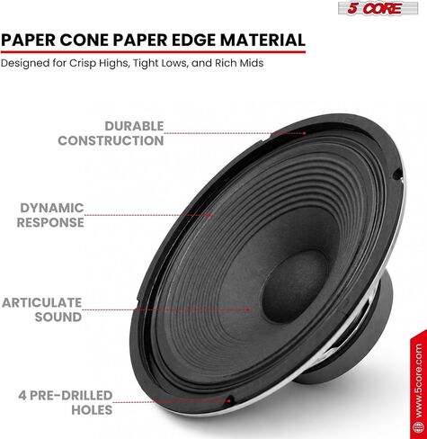 5 CORE 12 Inch Guitar Speaker 300W Replacement 8 Ohm Amplifier Driver Voice Coil 2 Inch Y30 Magnet 40 Oz Very Loud Touch Sensitive Ideal Guitar Cabinet Speakers in Kuwait