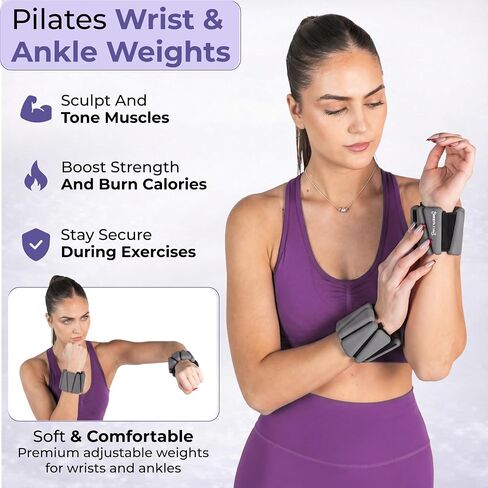Pilates Ring Kit with Video Workout Guide, Studio Grade Anti-Deformation Pilates Kit with Ankle Weights for Women, Pilates Equipment Set for Beginner with Pilates Essentials kit for Women in Kuwait