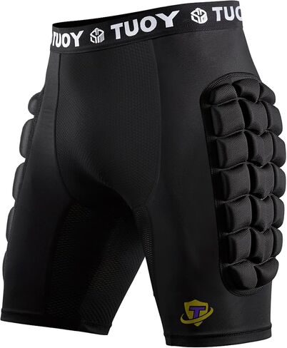 Football Girdle Padded Compression Shorts Padded Baseball Sliding Shorts Thigh Protector Black Size XXL in Kuwait