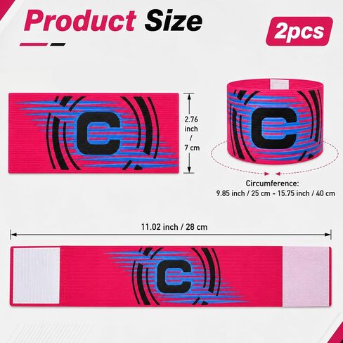 2Pcs Elastic Soccer Captain Armband, Adjustable Protective Captain Arm Bands, Classic C Sports Armbands for Football Basketball Player Youth Adult Team Outdoor Training Accessories in Kuwait