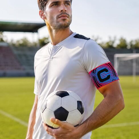 2Pcs Elastic Soccer Captain Armband, Adjustable Protective Captain Arm Bands, Classic C Sports Armbands for Football Basketball Player Youth Adult Team Outdoor Training Accessories in Kuwait
