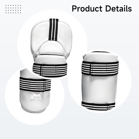Taekwondo Forearm & Elbow Guard, White TKD Protector, Impact-Resistant, Breathable, Maya Pattern, Lightweight Design for Sparring in Kuwait