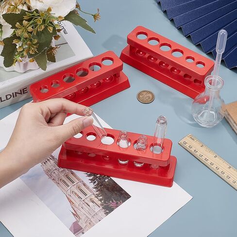 3PCS Test Tube Rack Multi Use Cylinder Tube Display Racks Syringe Holder 6 Holes with Hole Diameter 13/18mm for Science Experiment Party Classroom Teaching Test Tubes Holder in Saudi Arabia